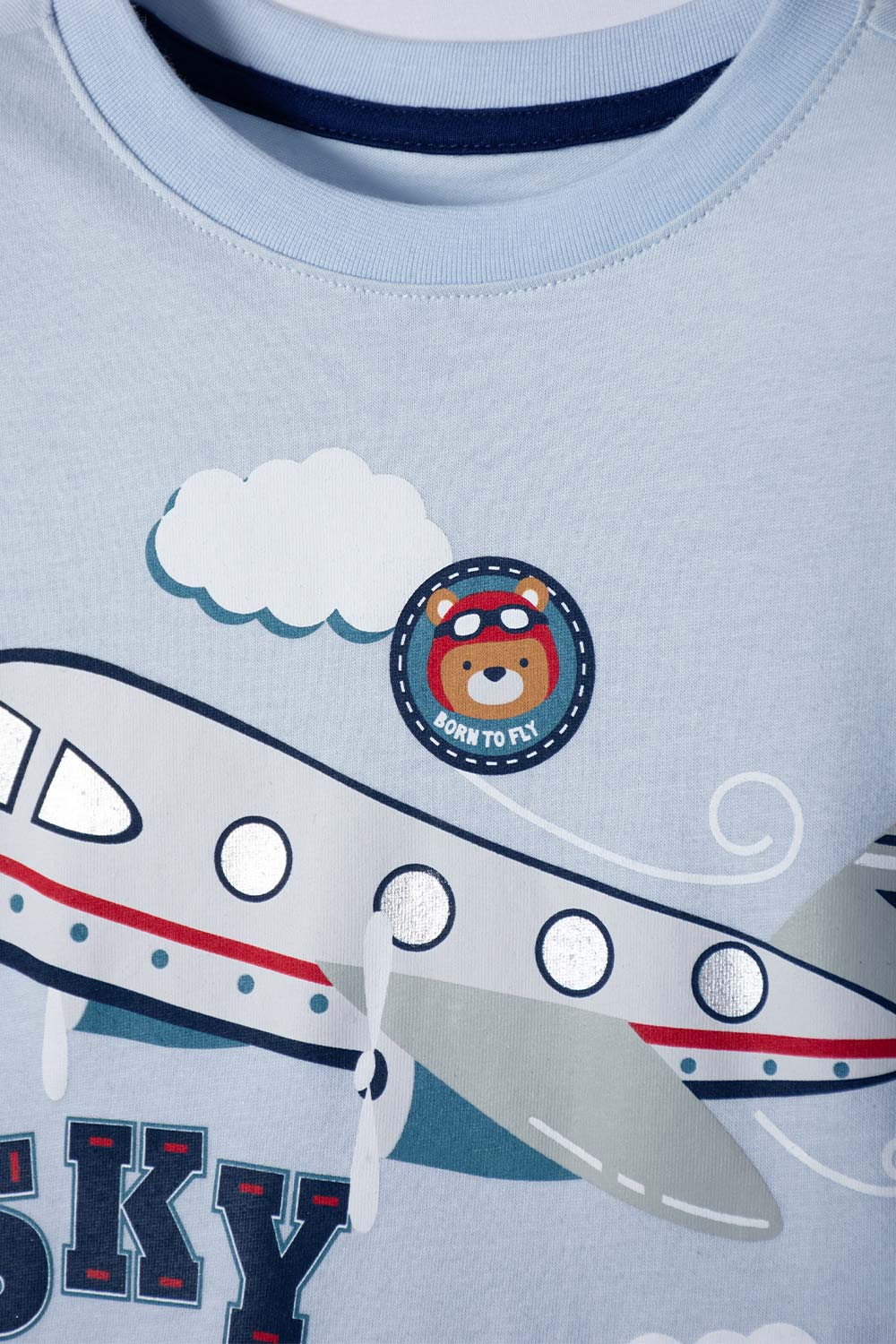 CAMISETA LITTLEMIC AZUL CLARA MANGA CORTA PARA NIÑO 2T A 5T