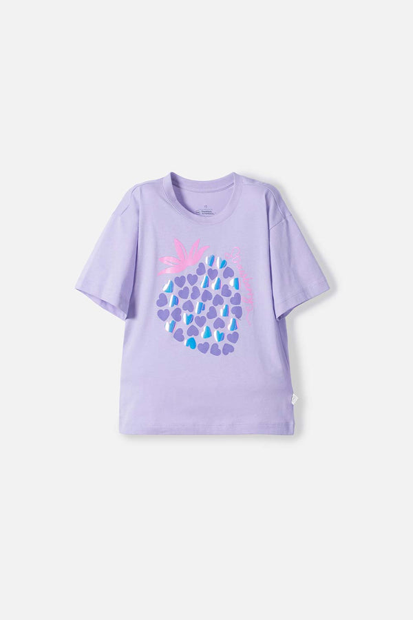 CAMISETA DE MIC MANGA CORTA LAVANDA CLARO PARA NIÑA