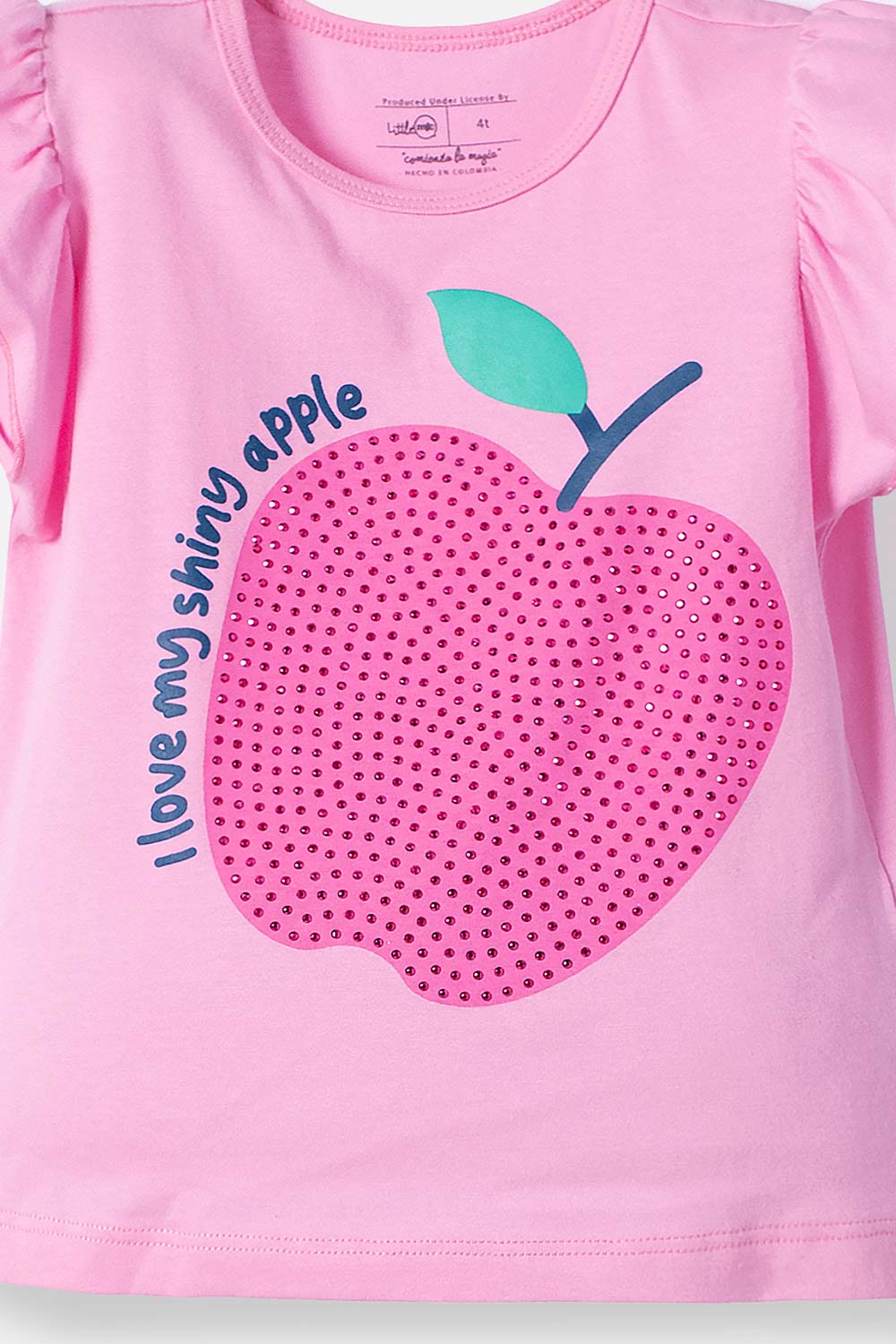 CAMISETA LITTLEMIC ROSADA MANGA CORTA CON BOLERO PARA NIÑA 2T A 5T