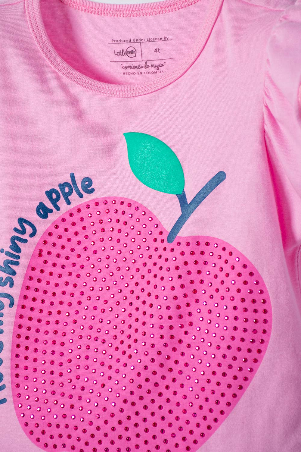CAMISETA LITTLEMIC ROSADA MANGA CORTA CON BOLERO PARA NIÑA 2T A 5T