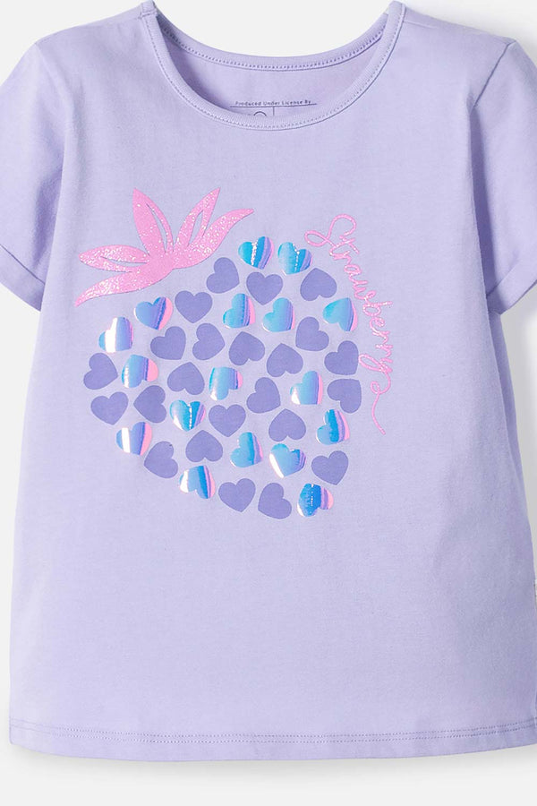 CAMISETA DE LITTLEMIC MANGA CORTA LAVANDA PARA NIÑA 2T A 5T