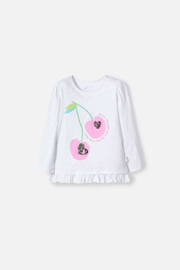 CAMISETA LITTLEMIC BLANCA MANGA LARGA PARA NIÑA 2T A 5T