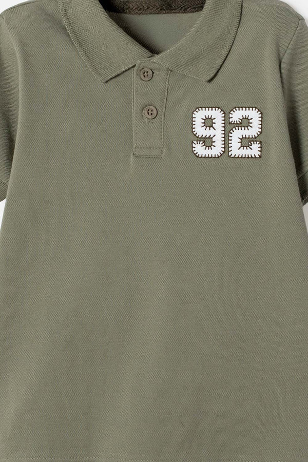 CAMISETA TIPO POLO DE LITTLEMIC VERDE PARA NIÑO 2T A 5T