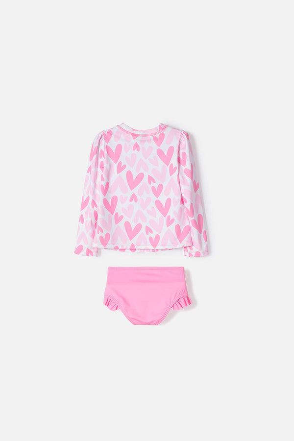 VESTIDO DE BAÑO LITTLEMIC MULTICOLOR MANGA LARGA PARA NIÑA 2T A 5T