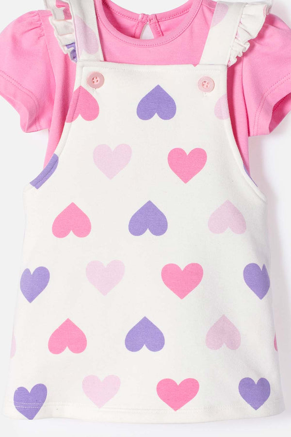 VESTIDO TIPO JARDINERA DE LITTLEMIC MULTICOLOR PARA NIÑA 2T A 5T