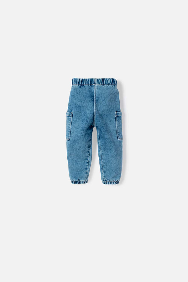 JOGGER DE LITTLEMIC CINTURA ELASTICA AZUL PARA BEBÉ NIÑA