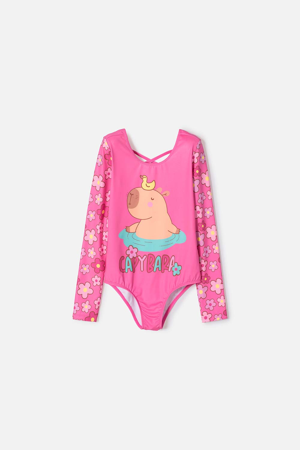 VESTIDO DE BAÑO DE MIC MANGA LARGA ROSADO PARA NIÑA