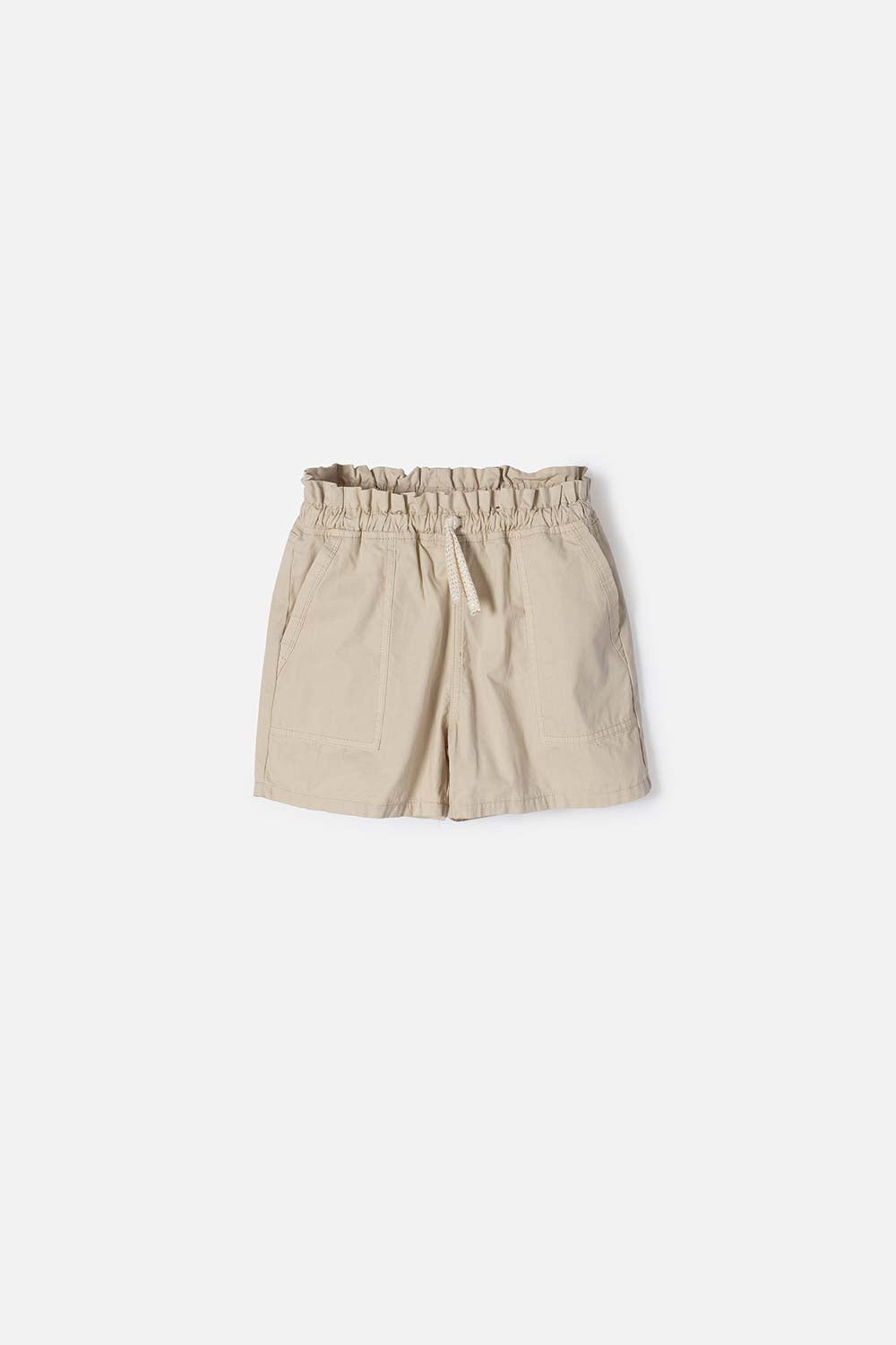 SHORT DE MIC CON CORDÓN CAQUI PARA NIÑA