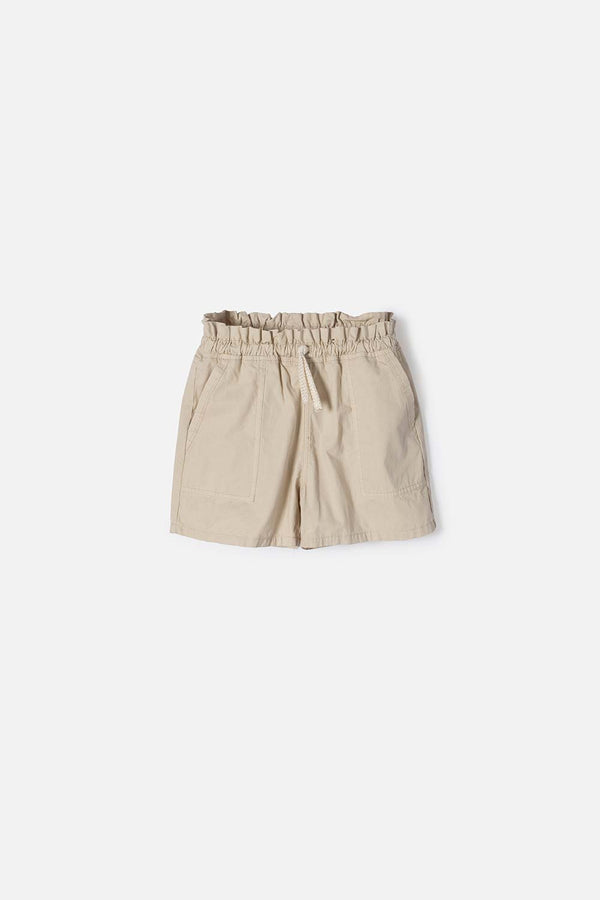 SHORT DE MIC CON CORDÓN CAQUI PARA NIÑA