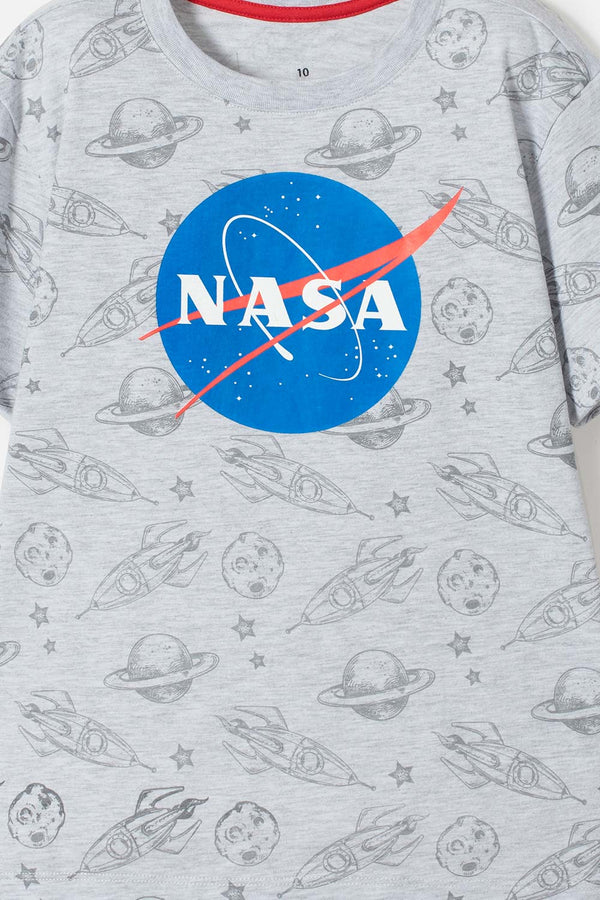 CAMISETA DE NASA MANGA CORTA GRIS PARA NIÑO