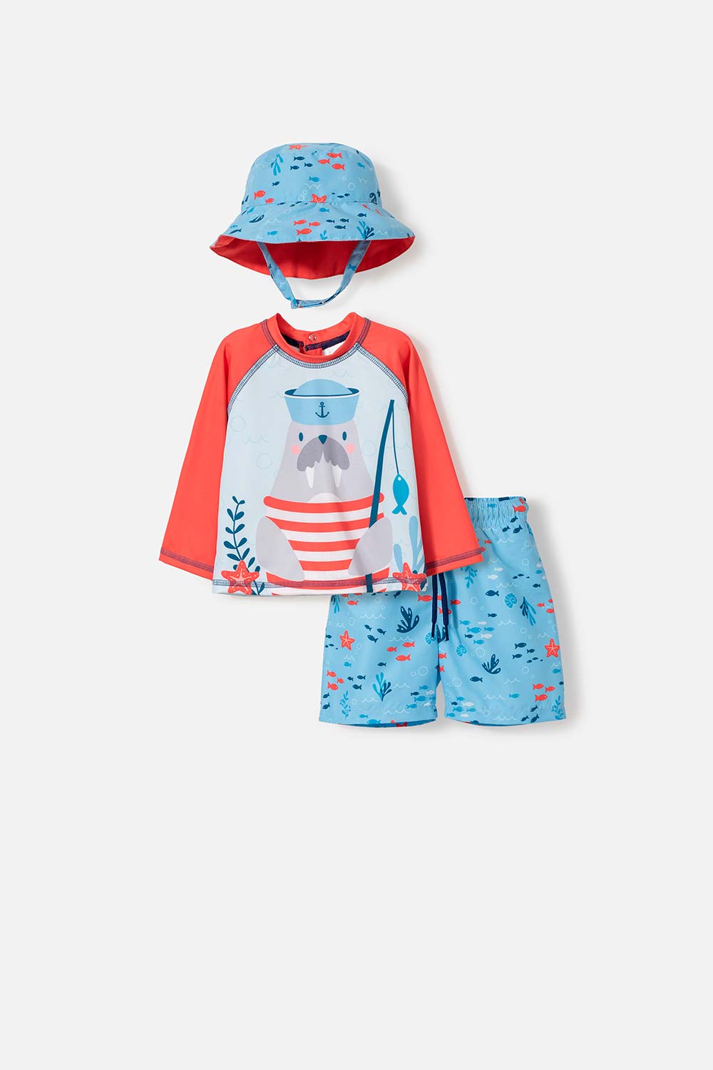 CONJUNTO DE BAÑO LITTLEMIC CON SOMBRERO MULTICOLOR PARA BEBÉ NIÑA
