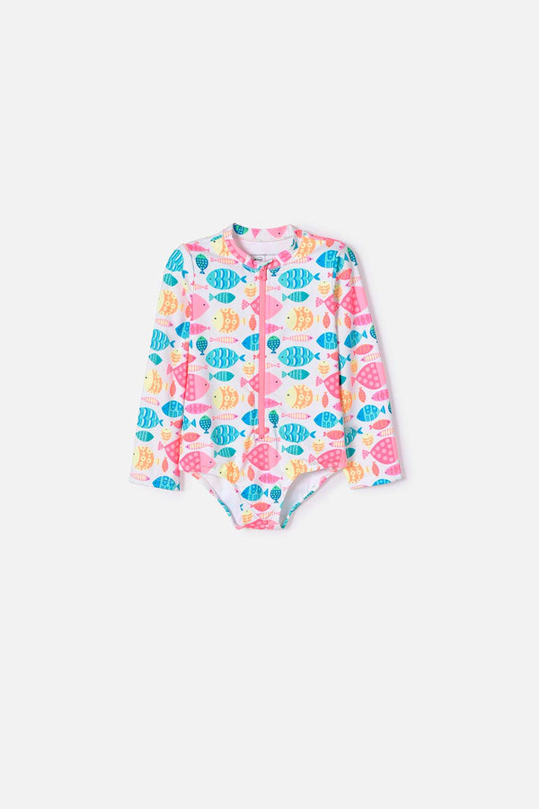 VESTIDO DE BAÑO DEL LITTLEMIC MULTICOLOR PARA NIÑA 2T A 5T