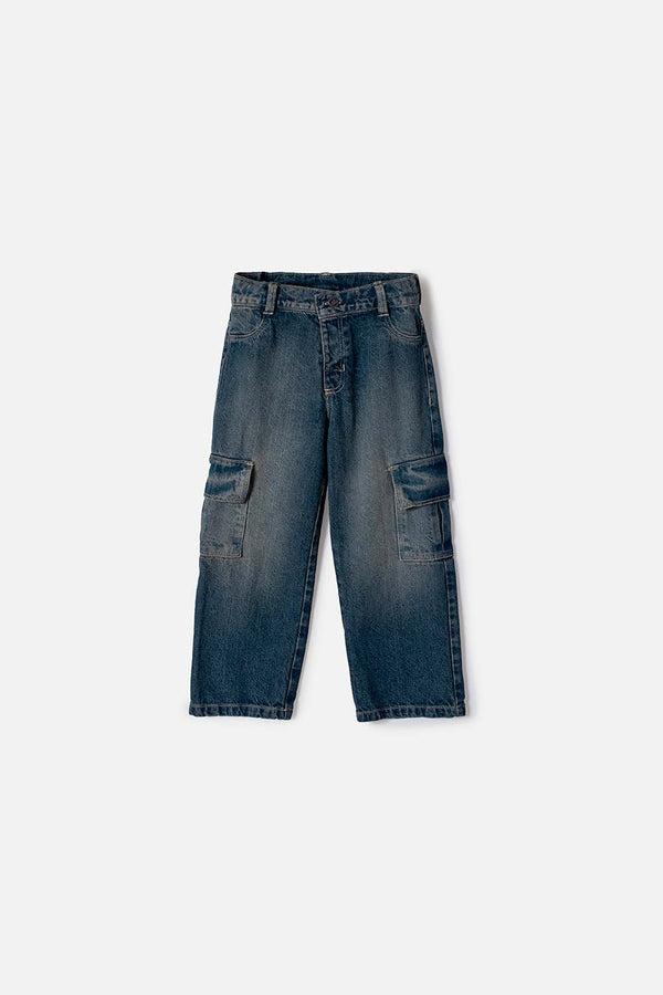 JEAN DE LITTLEMIC CON BOLSILLOS AZUL PARA NIÑO 2T A 6T