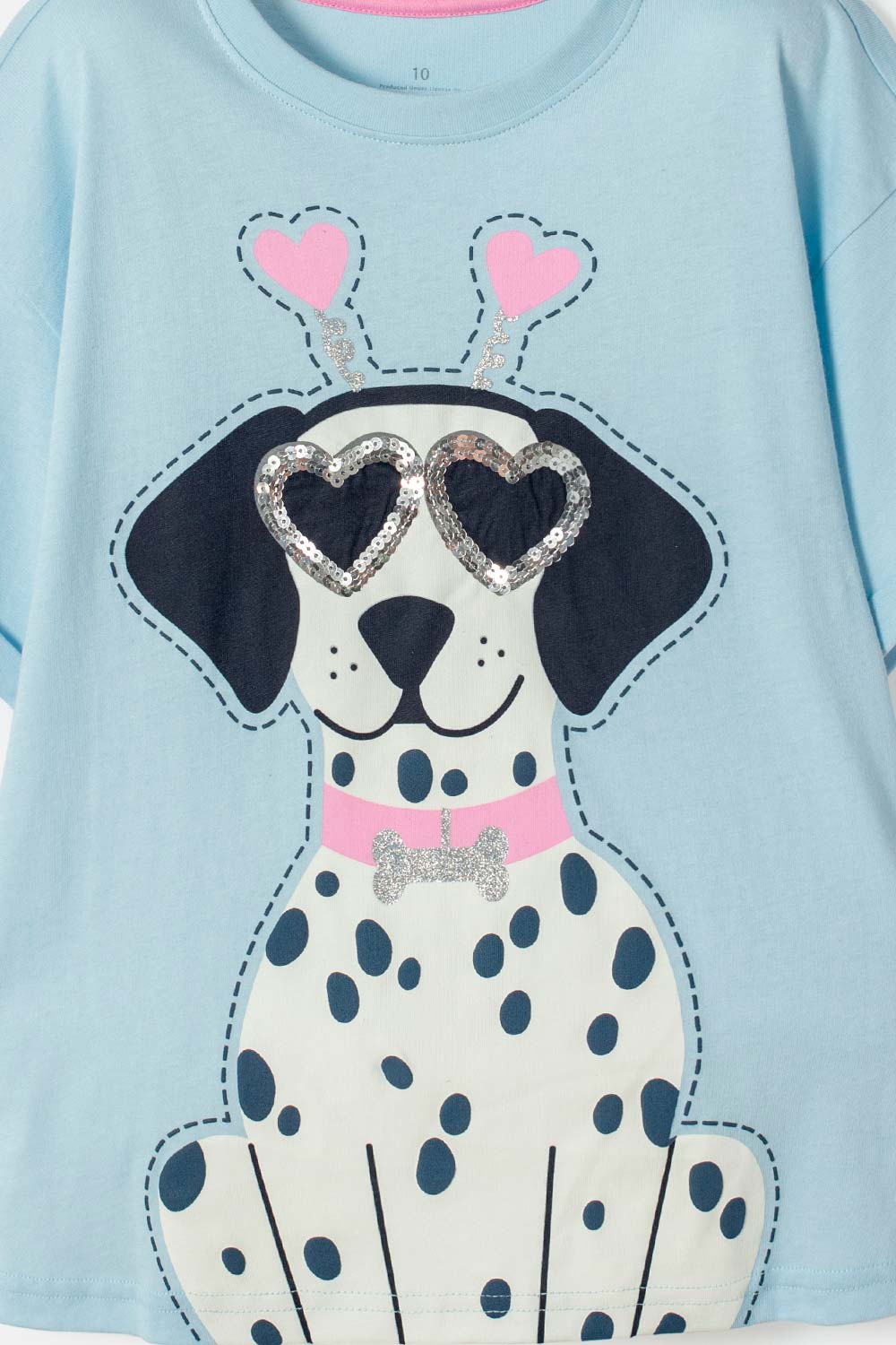 CAMISETA DE MIC MANGA CORTA AZUL PARA NIÑA