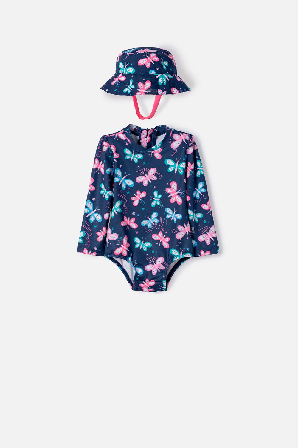 VESTIDO DE BAÑO DE LITTLEMIC CON GORRO MULTICOLOR PARA BEBÉ NIÑA
