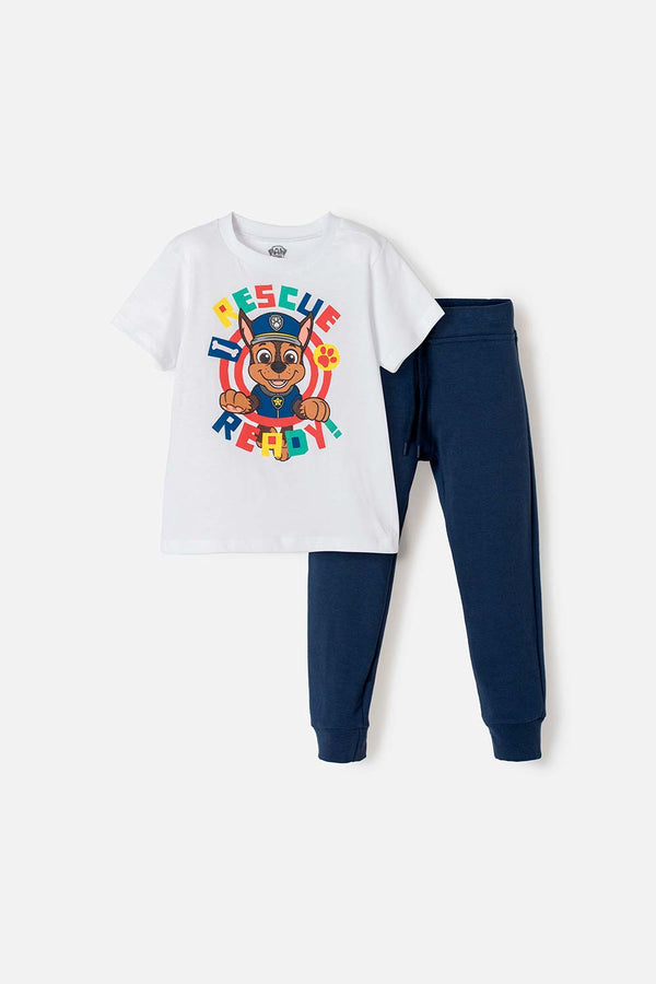 CONJUNTO DE PAW PATROL DE PANTALÓN LARGO AZUL Y BLANCO PARA NIÑO 2T A 5T