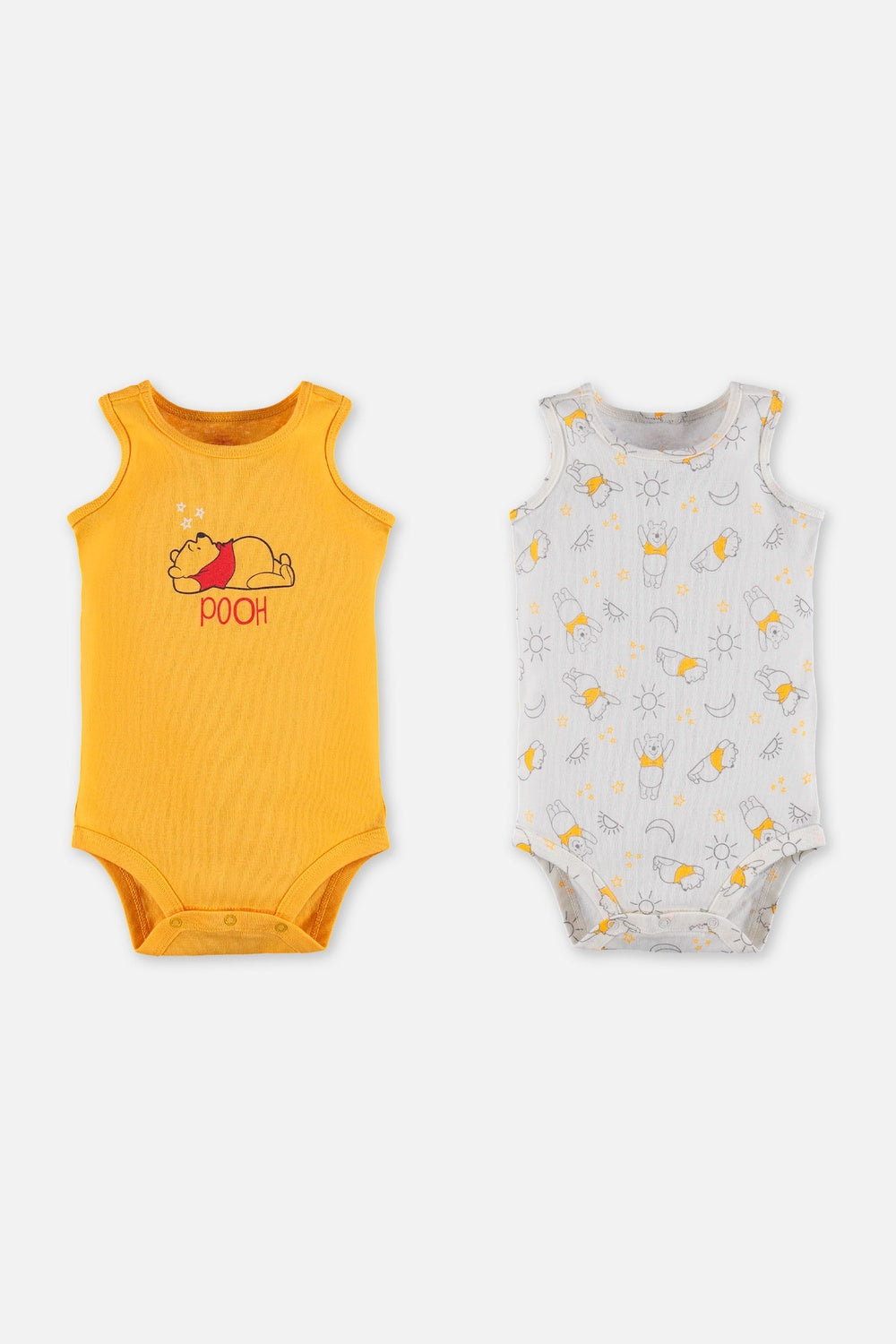 DÚO BODIES DE WINNIE THE POOH MANGA SISA MOSTAZA Y MARFIL PARA BEBÉ NIÑA