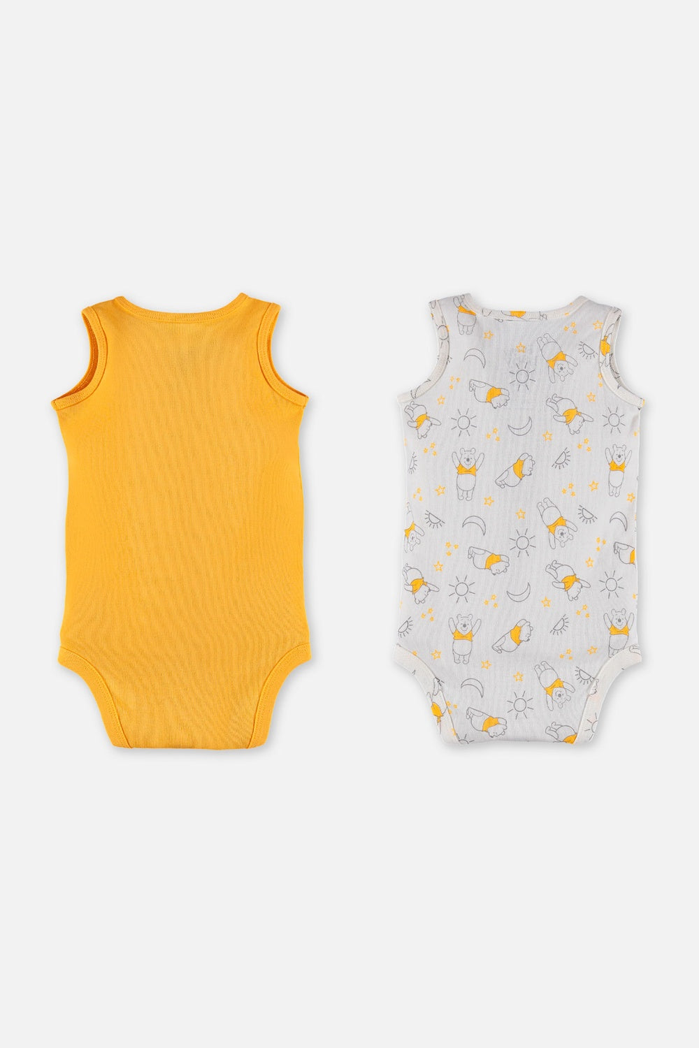 DÚO BODIES DE WINNIE THE POOH MANGA SISA MOSTAZA Y MARFIL PARA BEBÉ NIÑA
