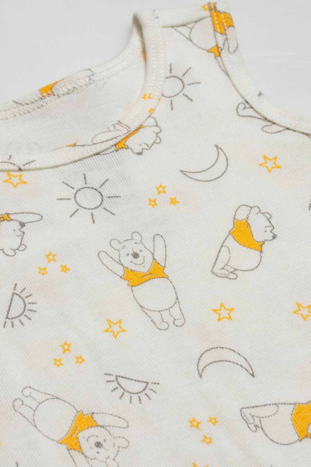 DÚO BODIES DE WINNIE THE POOH MANGA SISA MOSTAZA Y MARFIL PARA BEBÉ NIÑA