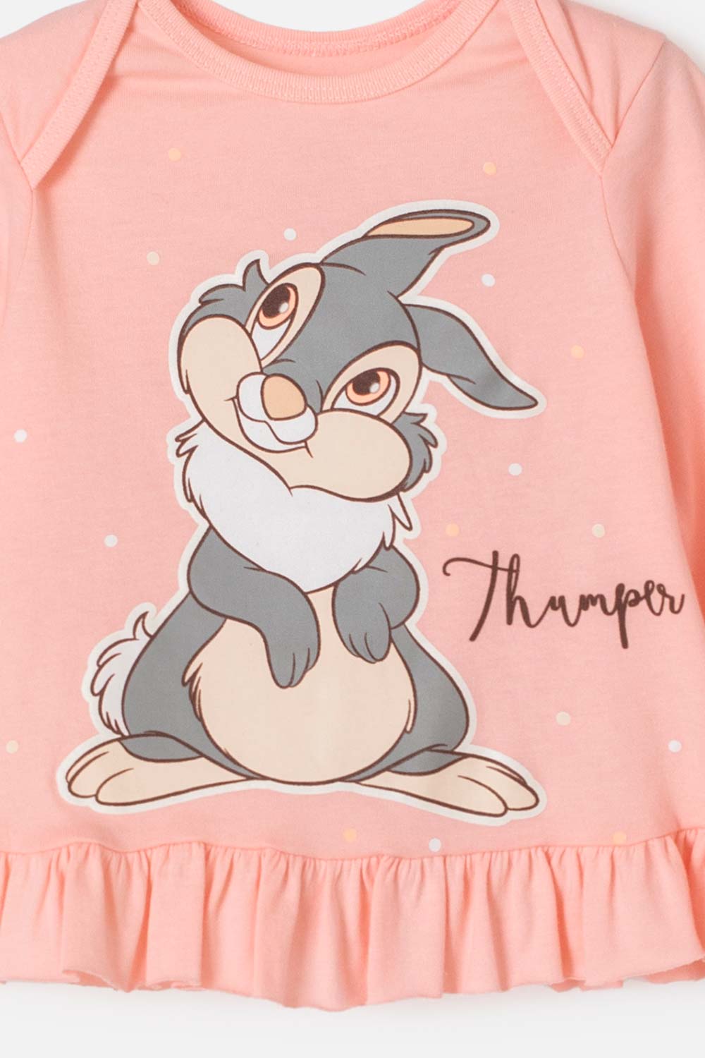 PIJAMA DE BAMBI CON PANTALÓN LARGO MANDARINA Y MARFIL PARA BEBÉ NIÑA
