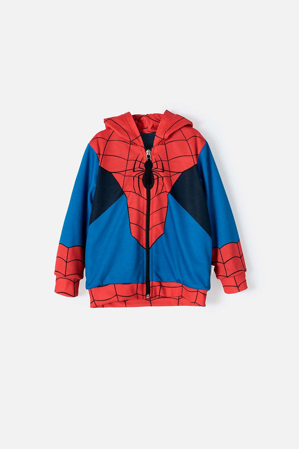 CHAQUETA DE SPIDER-MAN ABIERTO ROJO Y AZUL PARA NIÑO 2T A 5T