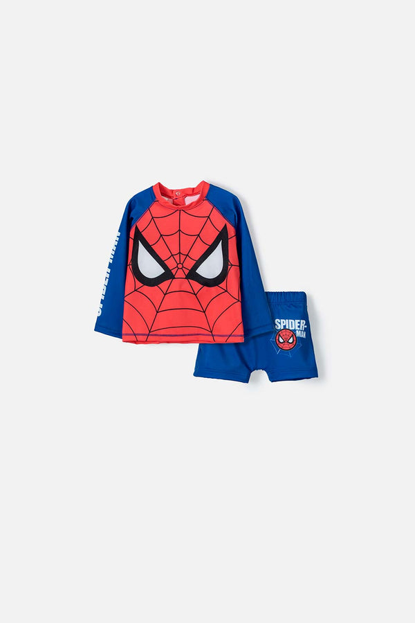 CONJUNTO DE BAÑO SPIDER-MAN ROJO PARA BEBÉ NIÑO