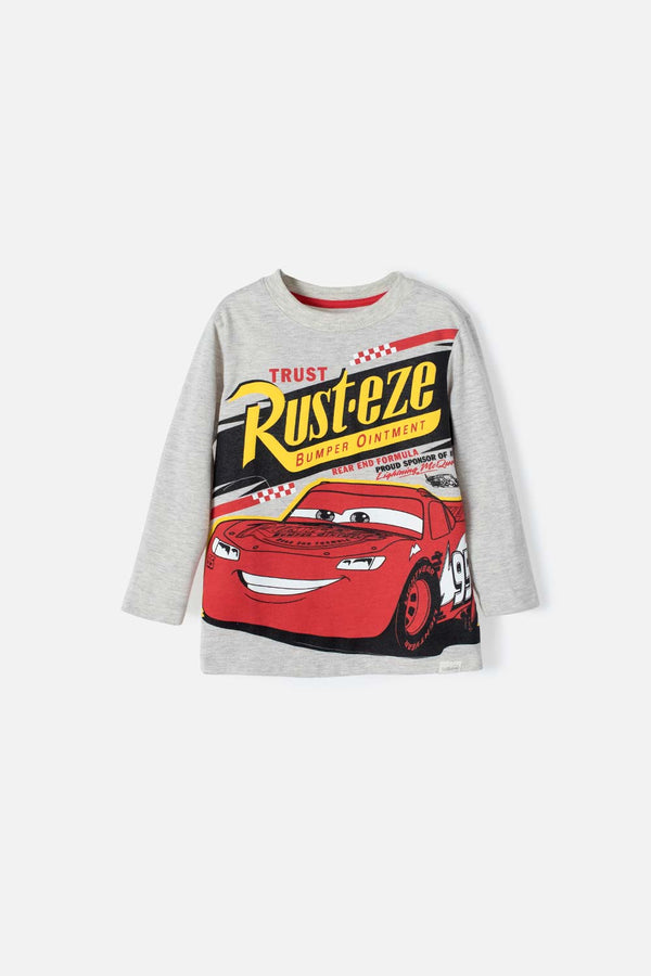 CAMISETA DE CARS GRIS MANGA LARGA PARA NIÑO 2T A 5T
