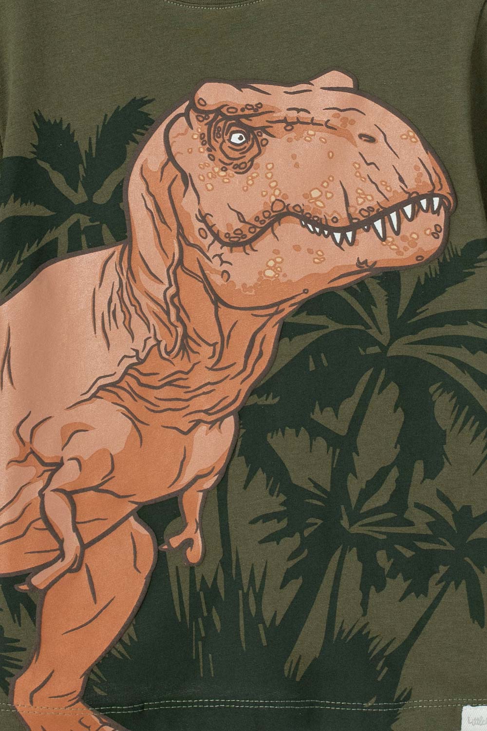 CAMISETA DE JURASSIC MANGA CORTA VERDE MILITAR PARA NIÑO 2T A 5T