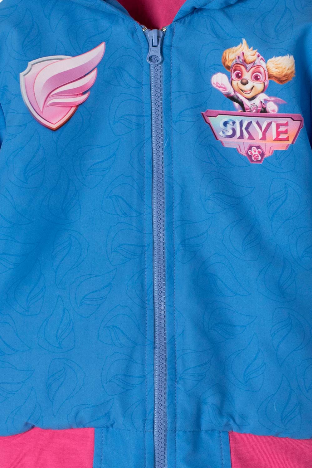 CHAQUETA DE PAW PATROL CON CAPUCHA AZUL Y FUCSIA PARA NIÑA 2T A 5T