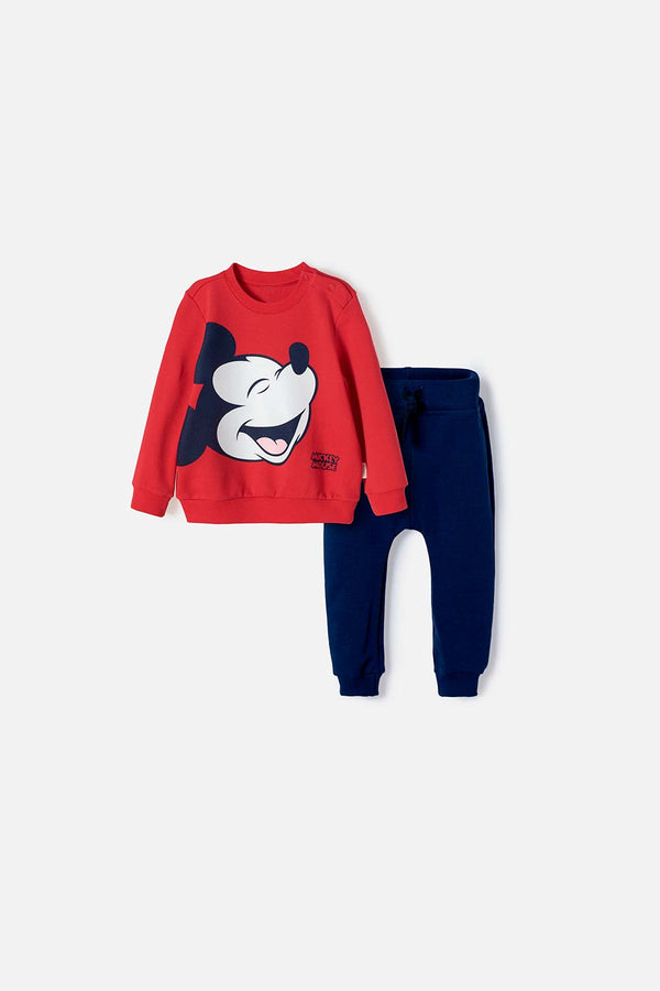 CONJUNTO DE MICKEY MOUSE CON PANTALÓN ROJO Y AZUL PARA BEBÉ NIÑO