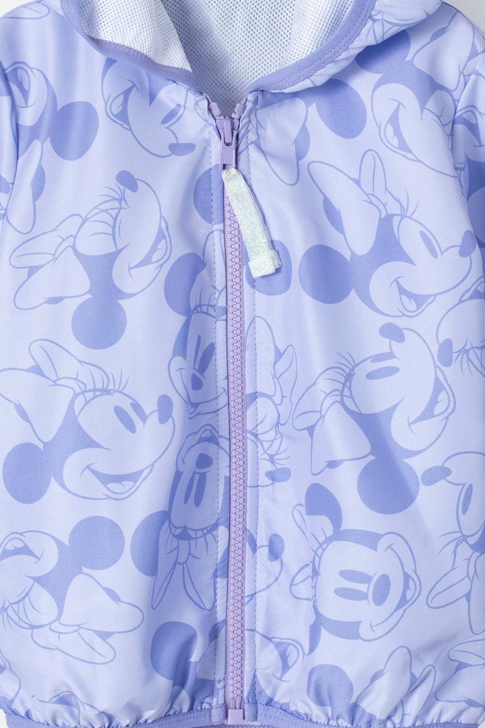 CHAQUETA DE MINNIE MOUSE CON CAPUCHA LILA PARA NIÑA 2T A 5T