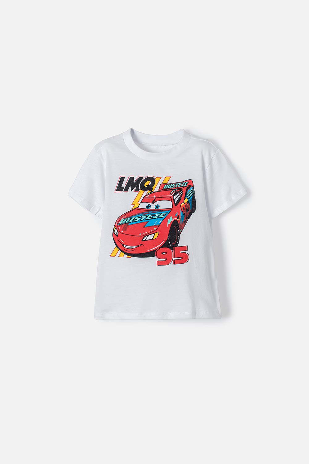 CAMISETA DE CARS MANGA CORTA BLANCA PARA NIÑO 2T A 5T