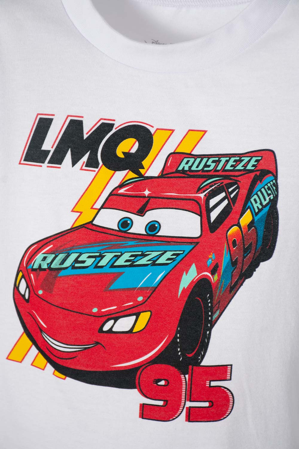 CAMISETA DE CARS MANGA CORTA BLANCA PARA NIÑO 2T A 5T