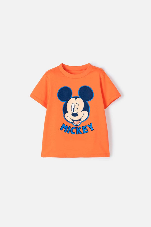CAMISETA DE MICKEY MOUSE MANGA CORTA NARANJA PARA NIÑO