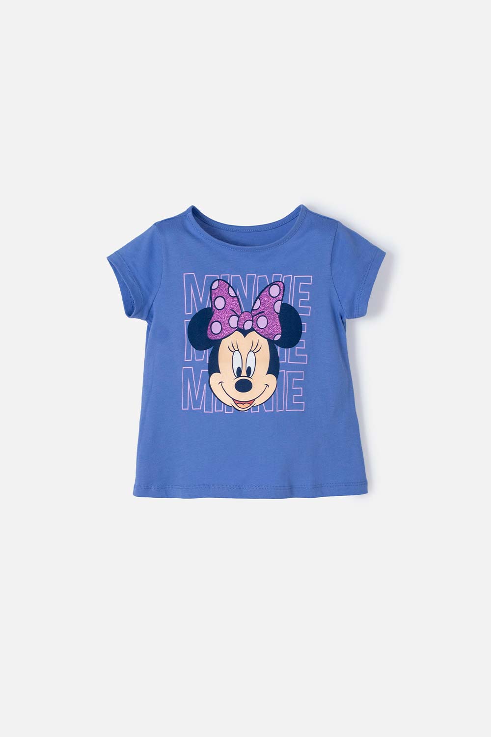 CAMISETA DE MINNIE MOUSE AZUL MANGA CORTA PARA NIÑA 2T A 5T