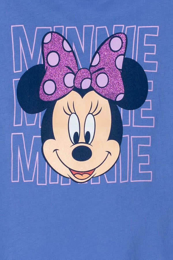CAMISETA DE MINNIE MOUSE AZUL MANGA CORTA PARA NIÑA 2T A 5T