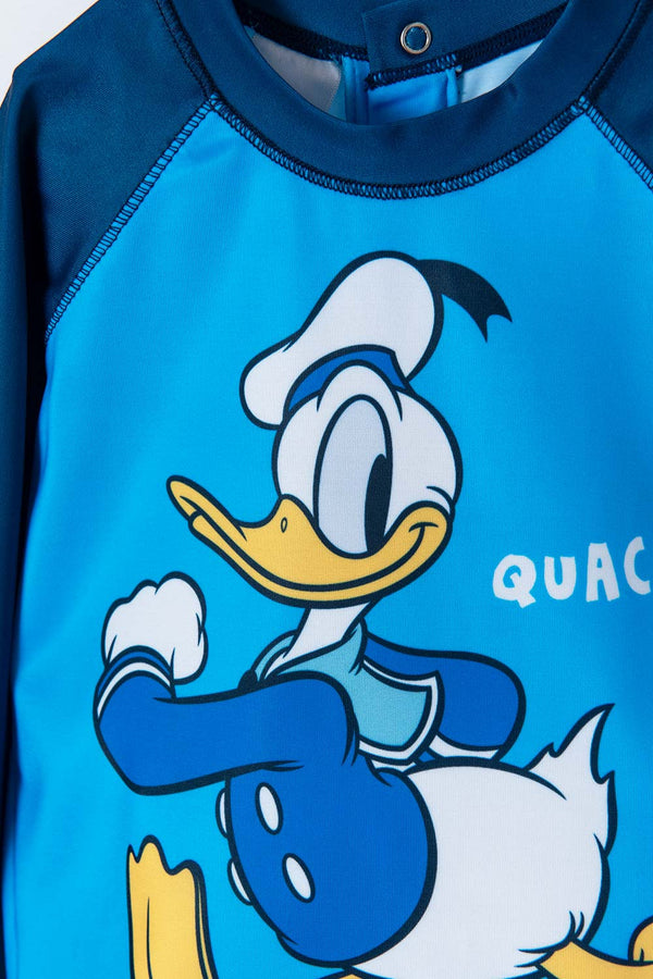 CONJUNTO DE BAÑO DE DONALD MANGA LARGA AZUL PARA BEBÉ NIÑO