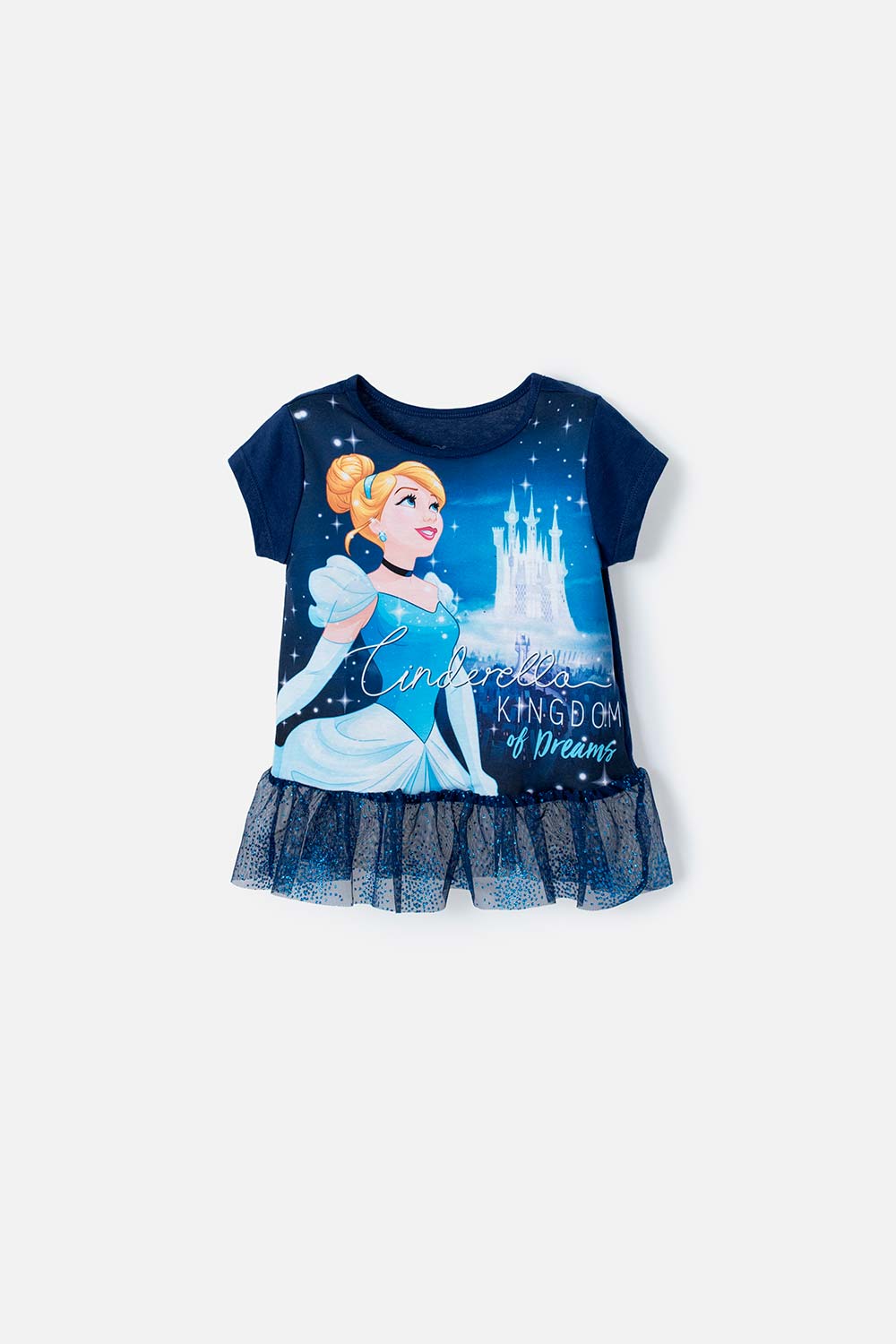 CAMISETA DE LAS PRINCESAS DISNEY MANGA CORTA AZUL PARA NIÑA 2T A 5T