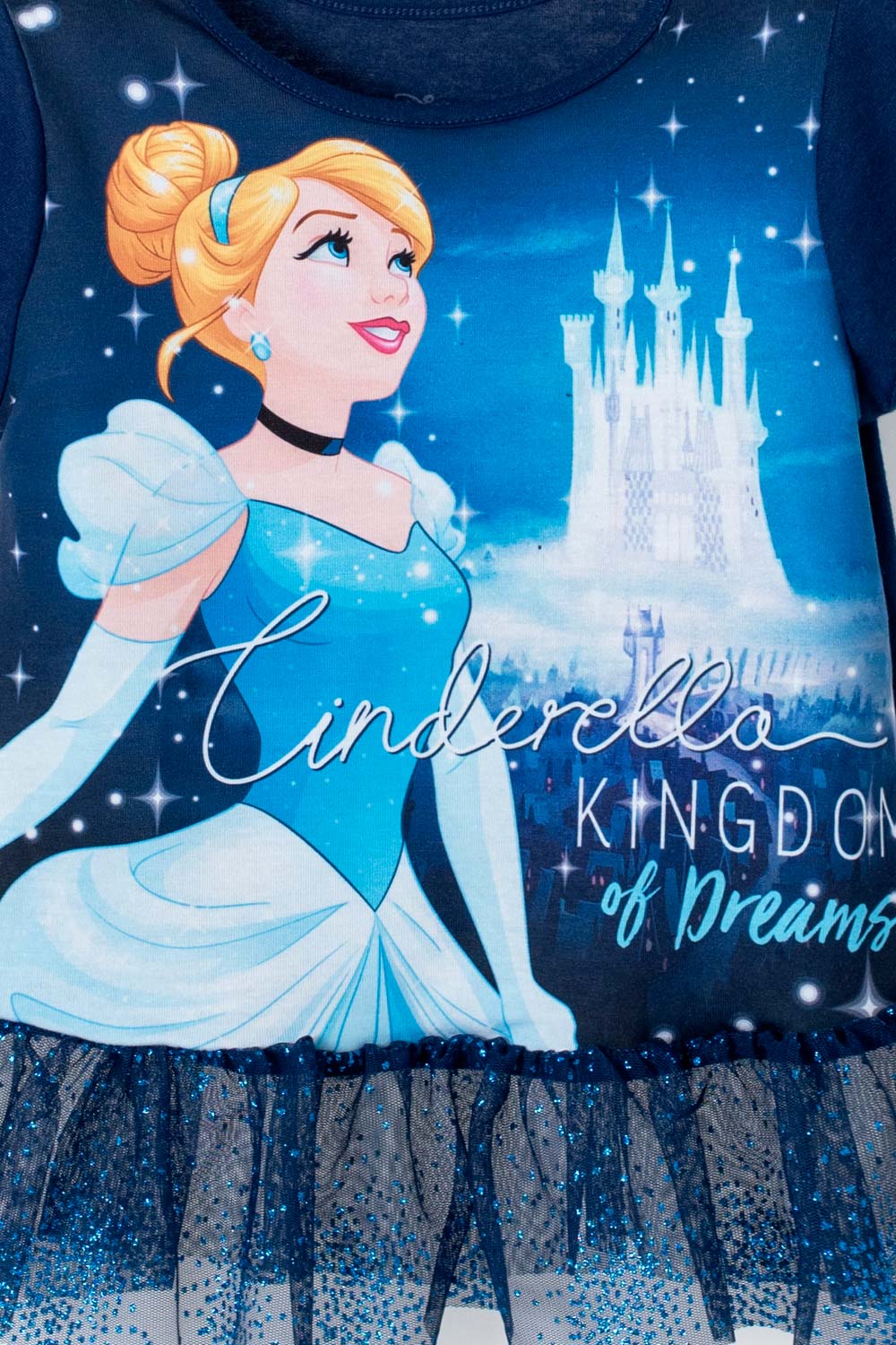 CAMISETA DE LAS PRINCESAS DISNEY MANGA CORTA AZUL PARA NIÑA 2T A 5T