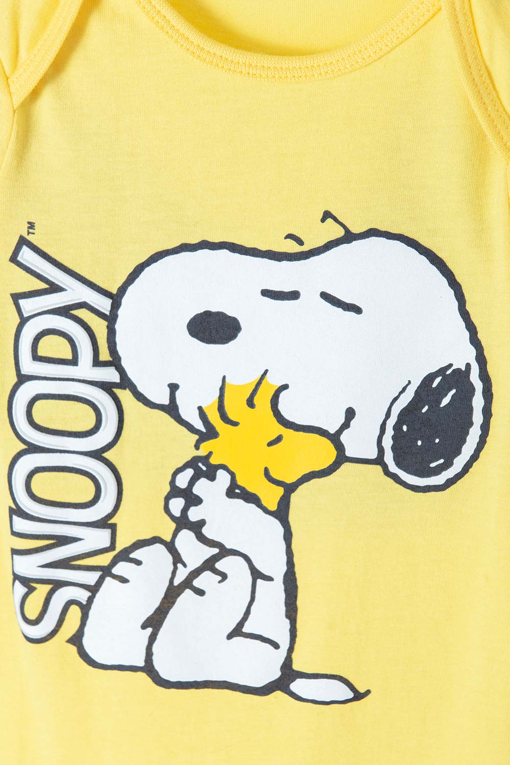 BODY DE SNOOPY MANGA CORTA AMARILLO PARA BEBÉ UNISEX