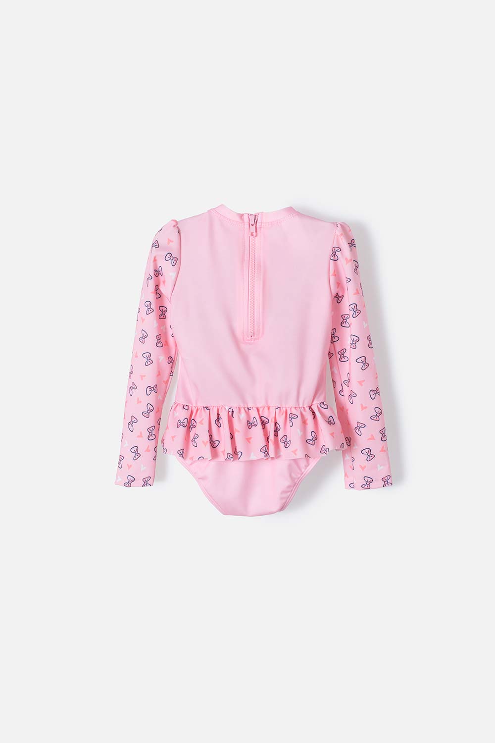 VESTIDO DE BAÑO DE LA GATA MARIE ROSADO MANGA LARGA PARA NIÑA 2T A 5T