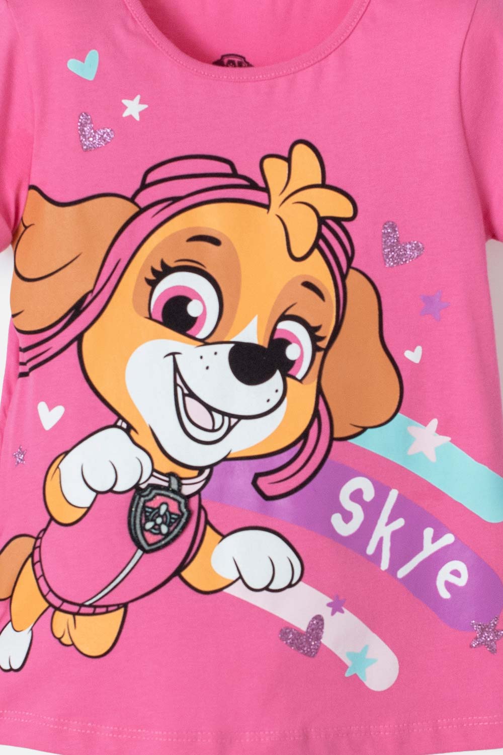CAMISETA DE PAW PATROL ROSADA ESTAMPADA EN FRENTE PARA NIÑA 2T A 5T