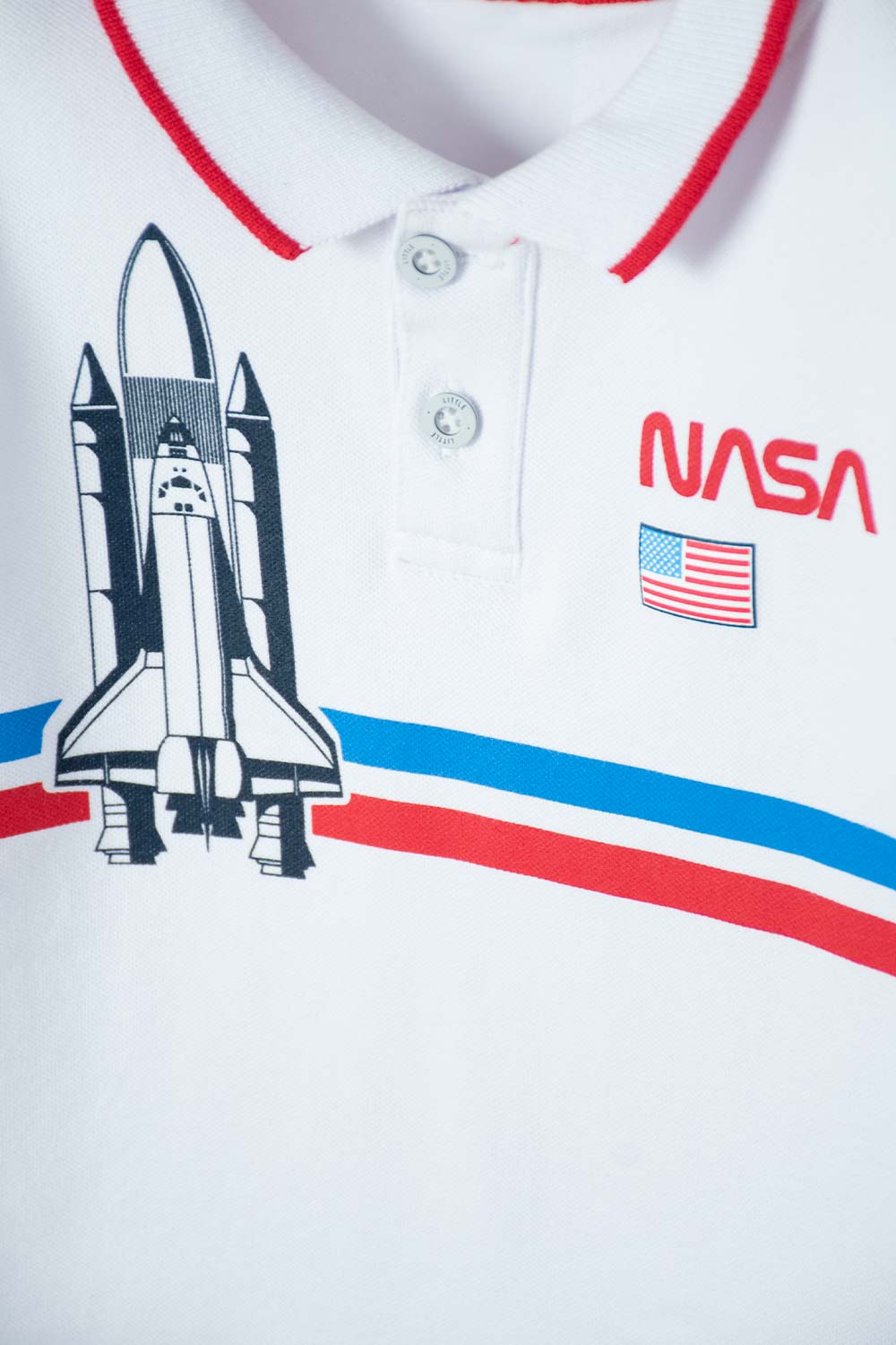 CAMISETA TIPO POLO NASA BLANCO PARA NIÑO 2T A 5T