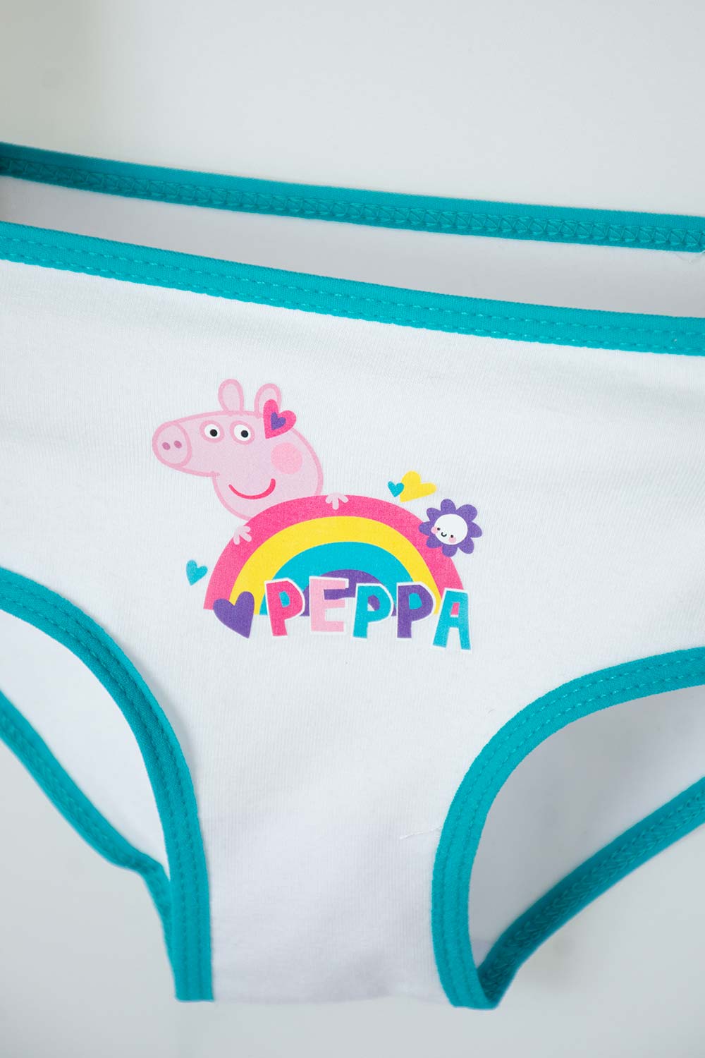 PACK X2 PANTIES DE PEPPA PIG BLANCO Y TURQUESA PARA NIÑA 2T A 5T