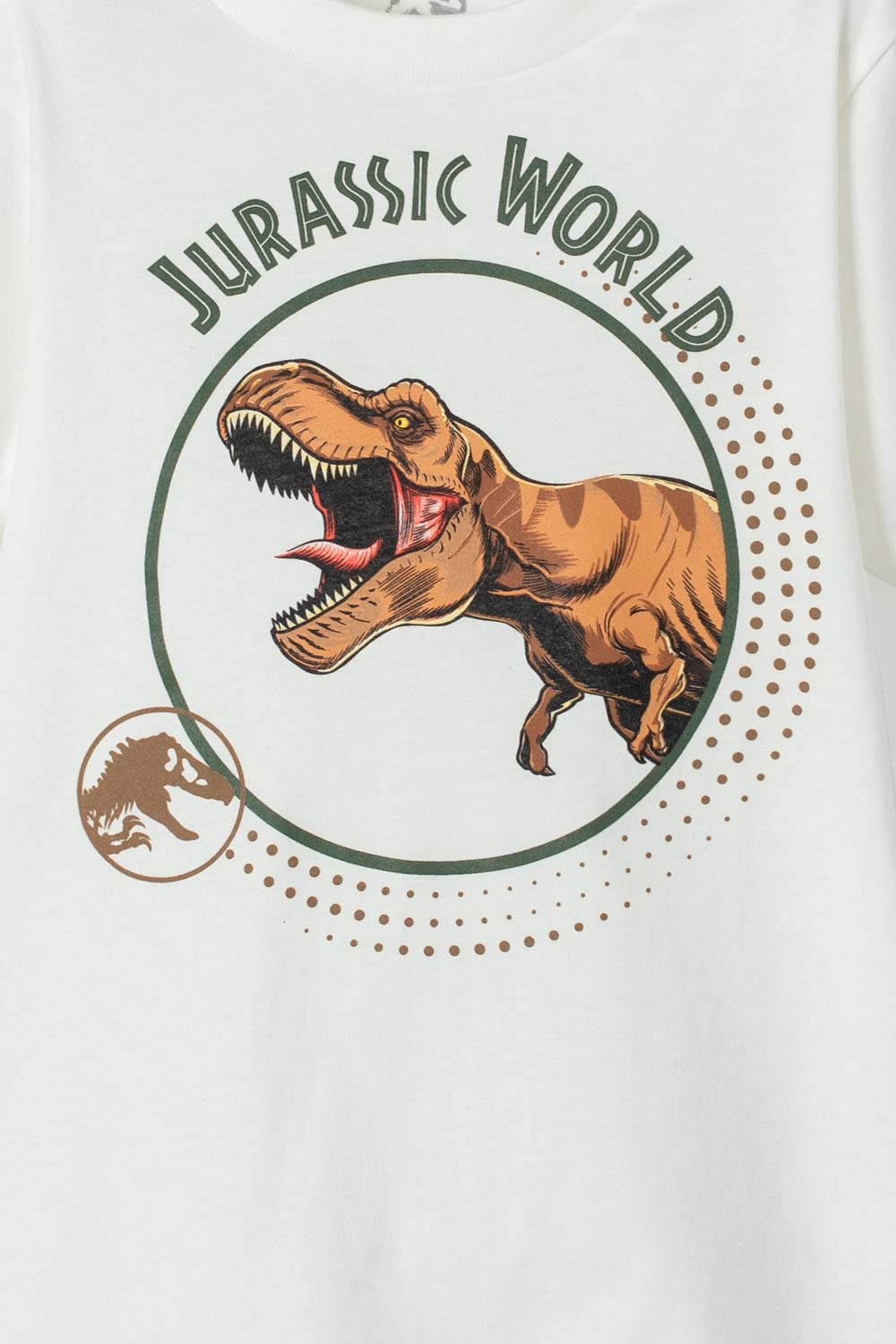 CAMISETA DE JURASSIC WORLD MANGA CORTA MARFIL PARA NIÑO 2T A 5T