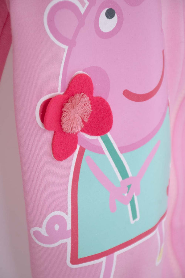 BUZO DE PEPPA PIG ROSADO ABIERTO CON CAPUCHA PARA NIÑA 2T A 5T