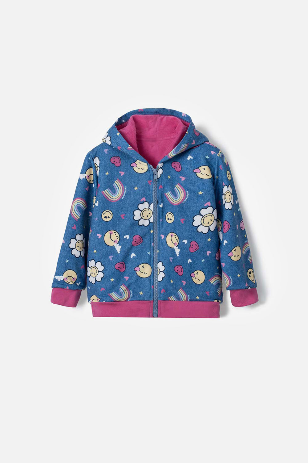 BUZO DE SMILEY MULTICOLOR CON CAPUCHA PARA NIÑA 2T A 5T