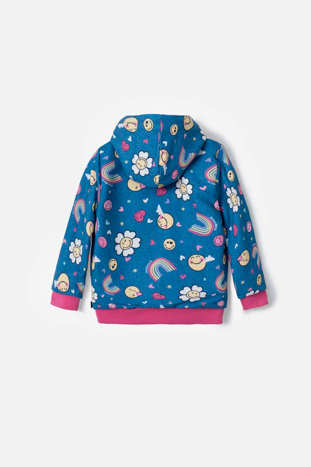 BUZO DE SMILEY MULTICOLOR CON CAPUCHA PARA NIÑA 2T A 5T