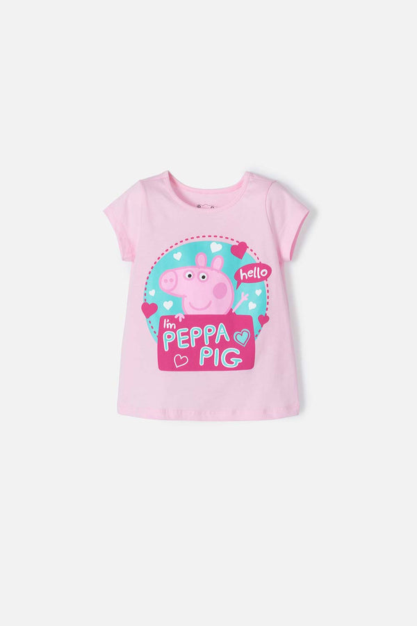 CAMISETA DE PEPPA PIG MANGA CORTA ROSADA PARA NIÑA 2T A 5T