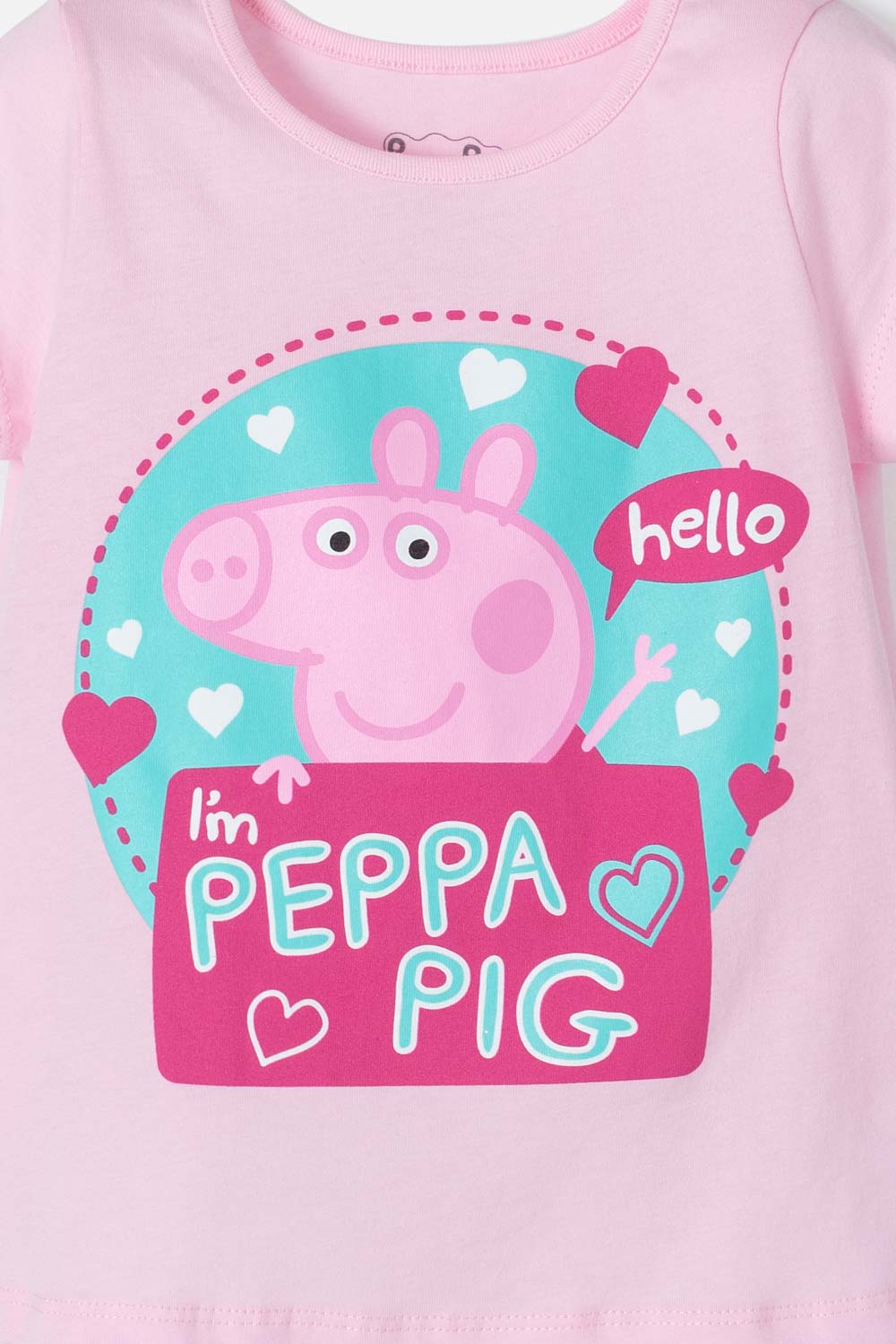 CAMISETA DE PEPPA PIG MANGA CORTA ROSADA PARA NIÑA 2T A 5T